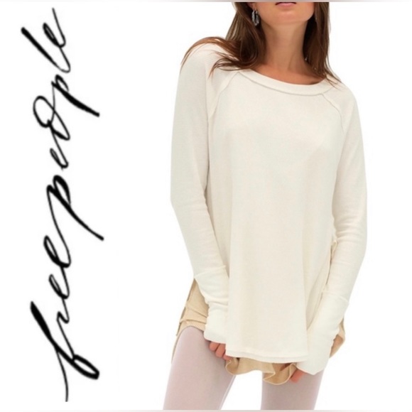 FREE PEOPLE Snowy White Thermal Waffle-knit Oversized Long Sleeve Top - Picture 10 of 12